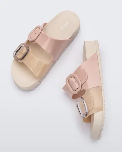 Slides*Melissa Cozy Beige/Pink