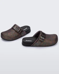 Clogs*Melissa Cozy Clog Mixed Glitter/Black