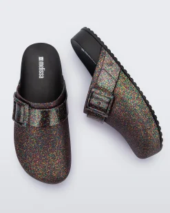 Clogs*Melissa Cozy Clog Mixed Glitter/Black