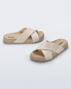 Slides*Melissa Cozy Cross Beige