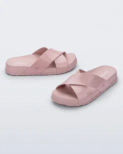 Slides*Melissa Cozy Cross Pink