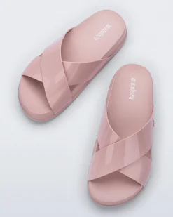 Slides*Melissa Cozy Cross Pink