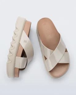 Slides|Platform*Melissa Cozy Cross Platform Beige/Brown
