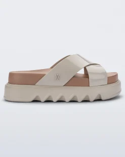 Slides|Platform*Melissa Cozy Cross Platform Beige/Brown