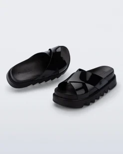 Slides|Platform*Melissa Cozy Cross Platform Black