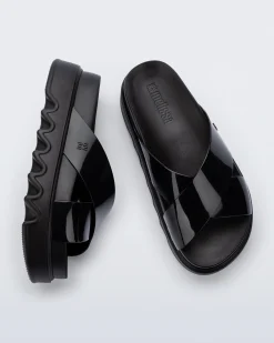 Slides|Platform*Melissa Cozy Cross Platform Black