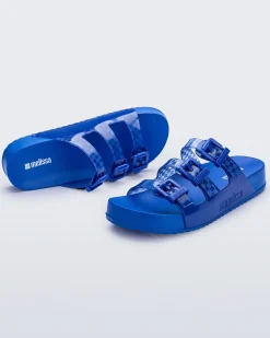 Slides*Melissa Cozy Stripes Blue