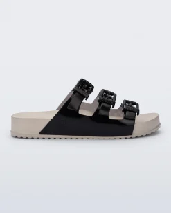 Slides*Melissa Cozy Stripes Beige/Transparent Black