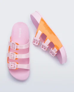 Slides*Melissa Cozy Stripes Pink/Orange