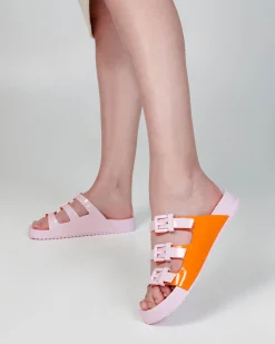 Slides*Melissa Cozy Stripes Pink/Orange