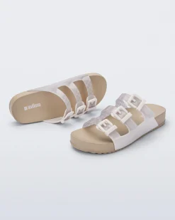 Slides*Melissa Cozy Stripes Beige/White