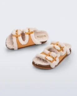 Slides*Melissa Cozy Warm Slide Orange/Beige