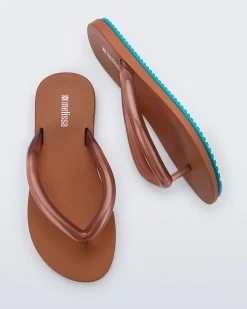 Flip Flops*Melissa Flip Flop Airflow Brown/Blue