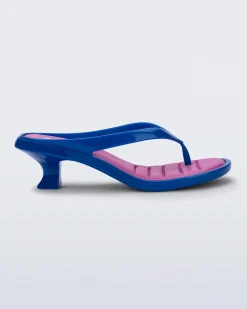 Flip Flops|Heels*Melissa Flip Flop Kitten Heel Blue/Pink