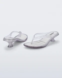 Flip Flops|Heels*Melissa Flip Flop Kitten Heel Clear White