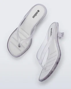 Flip Flops|Heels*Melissa Flip Flop Kitten Heel Clear White