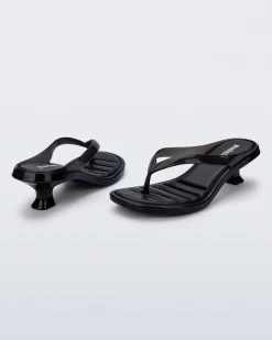 Flip Flops|Heels*Melissa Flip Flop Kitten Heel Clear Black