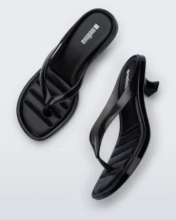 Flip Flops|Heels*Melissa Flip Flop Kitten Heel Clear Black