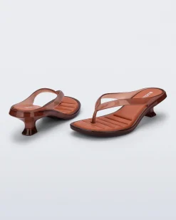 Flip Flops|Heels*Melissa Flip Flop Kitten Heel Clear Brown