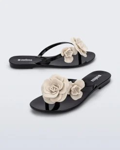 Flip Flops*Melissa Harmonic Petals Black/Beige
