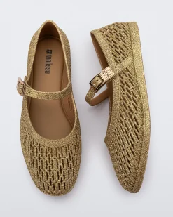 Ballet Flats*Melissa Harper Beige Glitter