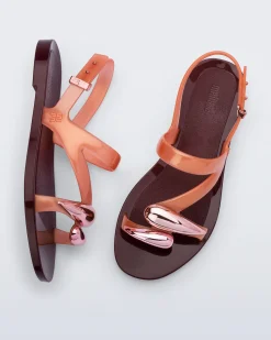 Ankle Strap*Melissa Iris Sandal Burgundy/Orange