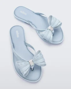 Flip Flops*Melissa Slim Flip Flop Glitter Blue