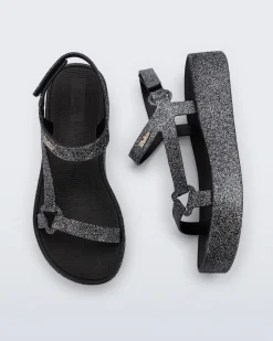 Ankle Strap|Platform*Melissa Sun Downtown Platform Black Glitter