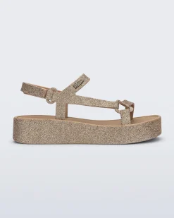 Ankle Strap|Platform*Melissa Sun Downtown Platform Beige Glitter