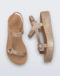 Ankle Strap|Platform*Melissa Sun Downtown Platform Beige Glitter