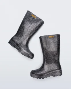 Boots|Rain*Melissa Welly Black/Glitter Silver